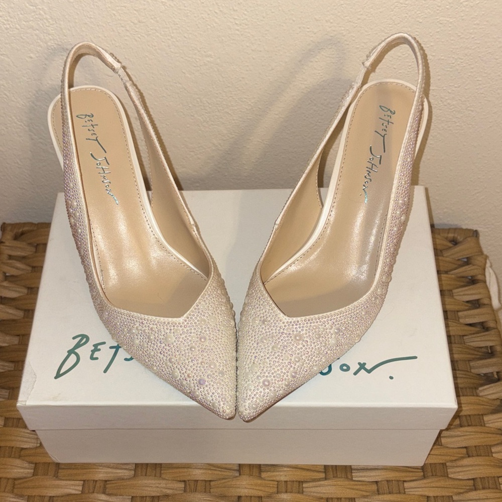 Betsey Johnson Clark Pearl Slingback Heels